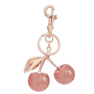 🍒 Glittering Pink Cherry Keychain - Rosegold-tone